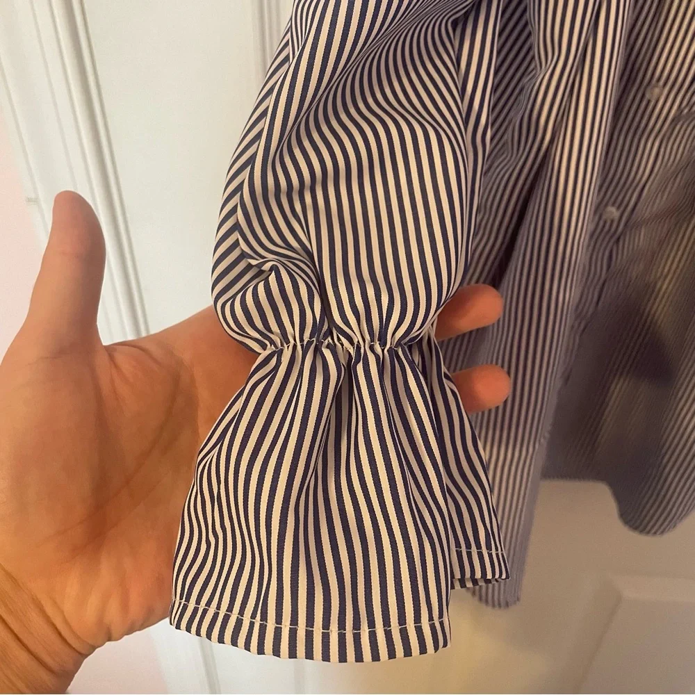 Ruffle Shoulder Button Down Shirt - Picture 2 of 6